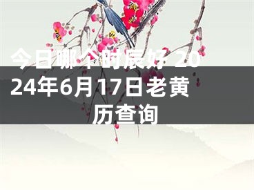 今日哪个时辰好 2024年6月17日老黄历查询