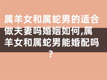 属羊女和属蛇男的适合做夫妻吗婚姻如何,属羊女和属蛇男能婚配吗?