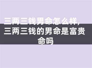 三两三钱男命怎么样,三两三钱的男命是富贵命吗