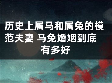 历史上属马和属兔的模范夫妻 马兔婚姻到底有多好