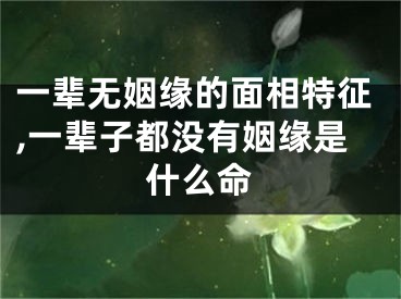 一辈无姻缘的面相特征,一辈子都没有姻缘是什么命