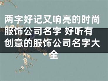 两字好记又响亮的时尚服饰公司名字 好听有创意的服饰公司名字大全