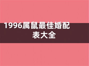 1996属鼠最佳婚配表大全