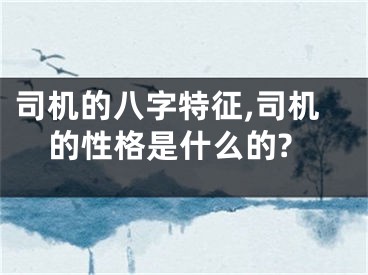 司机的八字特征,司机的性格是什么的?