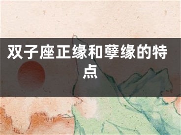 双子座正缘和孽缘的特点