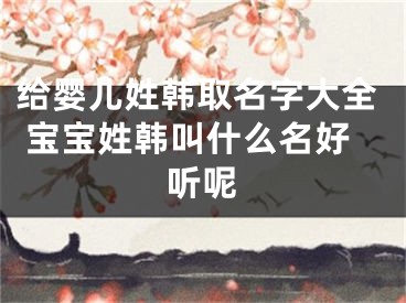 给婴儿姓韩取名字大全 宝宝姓韩叫什么名好听呢