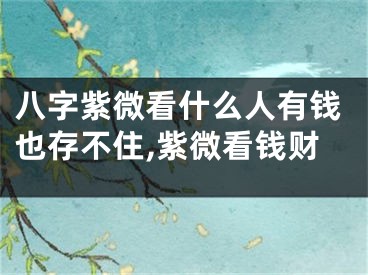 八字紫微看什么人有钱也存不住,紫微看钱财