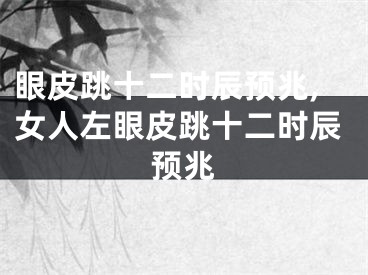 眼皮跳十二时辰预兆,女人左眼皮跳十二时辰预兆