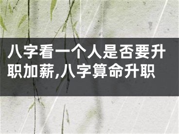八字看一个人是否要升职加薪,八字算命升职