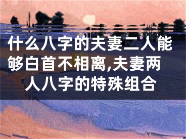 什么八字的夫妻二人能够白首不相离,夫妻两人八字的特殊组合