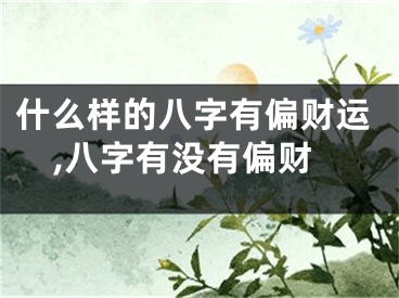 什么样的八字有偏财运,八字有没有偏财