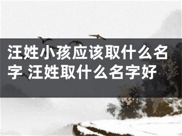 汪姓小孩应该取什么名字 汪姓取什么名字好