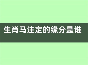 生肖马注定的缘分是谁
