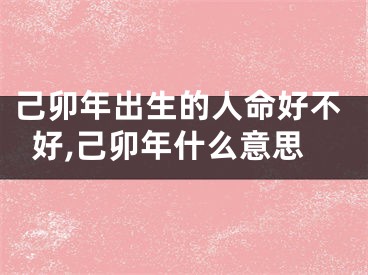 己卯年出生的人命好不好,己卯年什么意思