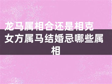 龙马属相合还是相克 女方属马结婚忌哪些属相