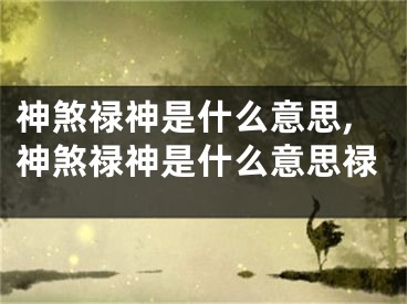 神煞禄神是什么意思,神煞禄神是什么意思禄