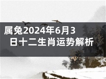 属兔2024年6月3日十二生肖运势解析