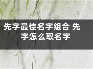 先字最佳名字组合 先字怎么取名字