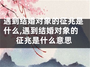 遇到结婚对象的征兆是什么,遇到结婚对象的征兆是什么意思