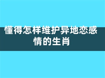 懂得怎样维护异地恋感情的生肖