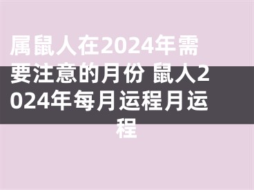 属鼠人在2024年需要注意的月份 鼠人2024年每月运程月运程