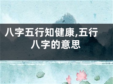 八字五行知健康,五行八字的意思