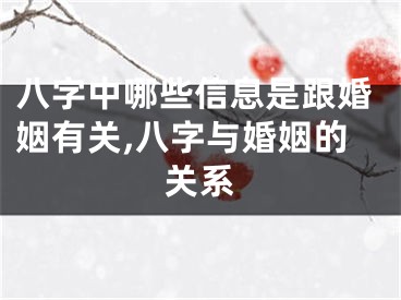 八字中哪些信息是跟婚姻有关,八字与婚姻的关系