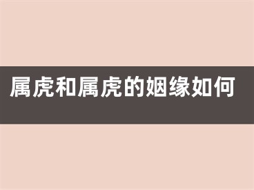 属虎和属虎的姻缘如何