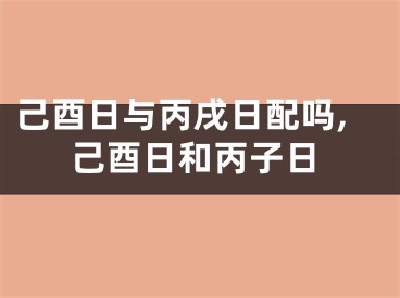 己酉日与丙戌日配吗,己酉日和丙子日