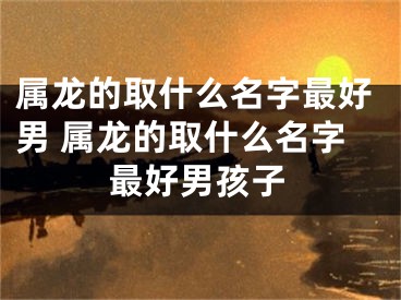 属龙的取什么名字最好男 属龙的取什么名字最好男孩子