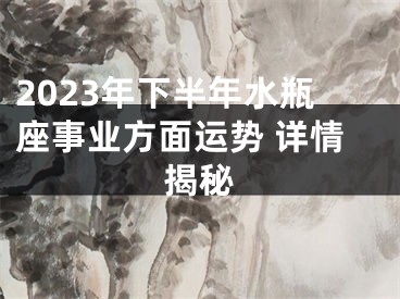 2023年下半年水瓶座事业方面运势 详情揭秘
