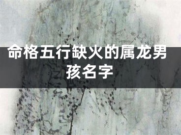 命格五行缺火的属龙男孩名字