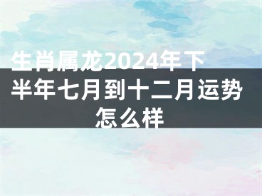 生肖属龙2024年下半年七月到十二月运势怎么样