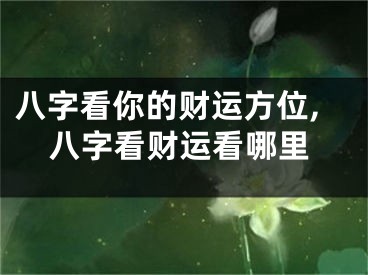 八字看你的财运方位,八字看财运看哪里