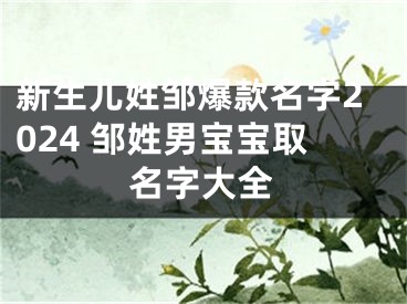 新生儿姓邹爆款名字2024 邹姓男宝宝取名字大全