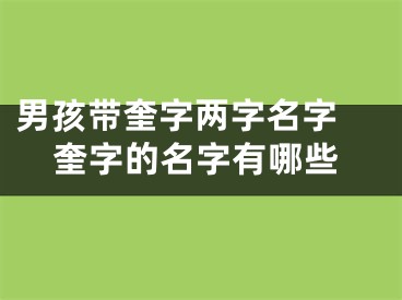 男孩带奎字两字名字 奎字的名字有哪些