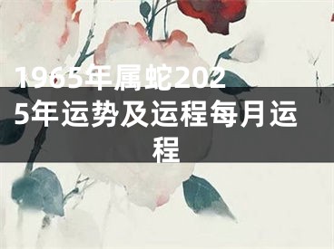 1965年属蛇2025年运势及运程每月运程