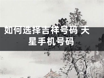如何选择吉祥号码 天星手机号码