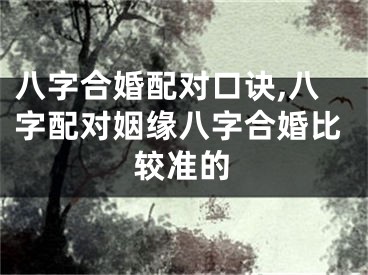 八字合婚配对口诀,八字配对姻缘八字合婚比较准的