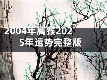 2004年属猴2025年运势完整版