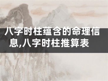八字时柱蕴含的命理信息,八字时柱推算表