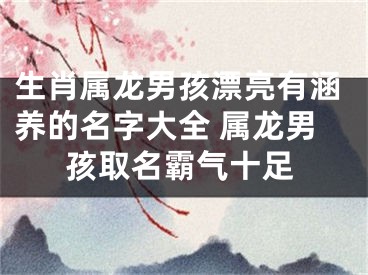 生肖属龙男孩漂亮有涵养的名字大全 属龙男孩取名霸气十足