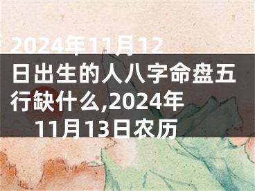 2024年11月12日出生的人八字命盘五行缺什么,2024年11月13日农历