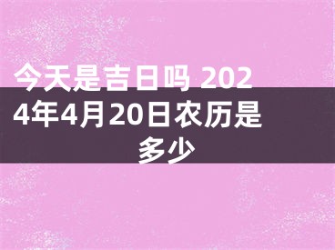 今天是吉日吗 2024年4月20日农历是多少