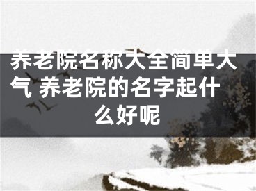 养老院名称大全简单大气 养老院的名字起什么好呢