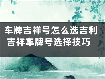 车牌吉祥号怎么选吉利 吉祥车牌号选择技巧