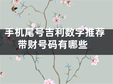 手机尾号吉利数字推荐 带财号码有哪些