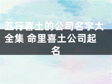五行喜土的公司名字大全集 命里喜土公司起名
