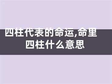 四柱代表的命运,命里四柱什么意思