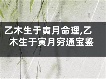 乙木生于寅月命理,乙木生于寅月穷通宝鉴